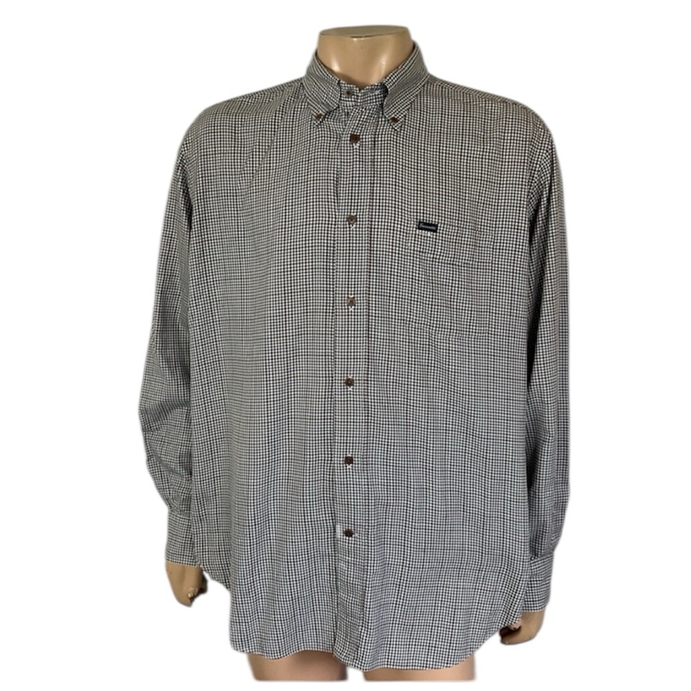 Faconnable Black White Check Pattern Classic Long… - image 1